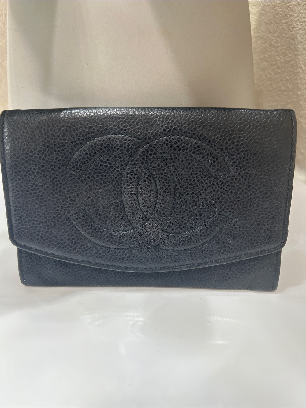 CHANEL Black Quilted Caviar Leather Wallet with Gold Zip Pull comes with COA - Picture 2 of 8